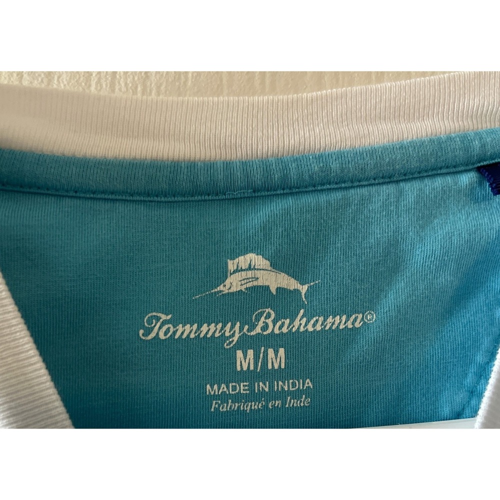 Tommy Bahama Mens Supima Cotton Pocket T-Shirt White Marlin Logo Medium - Picture 4 of 5